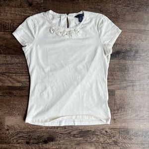 Tommy Hilfiger White Short Sleeve Top with Floral Accents